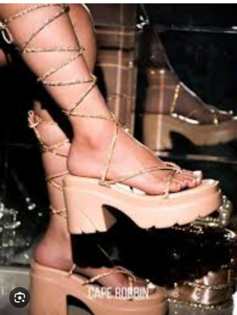 Cape Robbin Nude Blush Lace-Up Platform Sandals